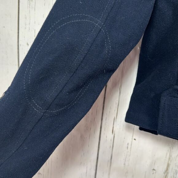 American Eagle Outfitters Asymmetrical Wool Blend Navy Blue Zip Moto Jacket - Picture 12 of 16